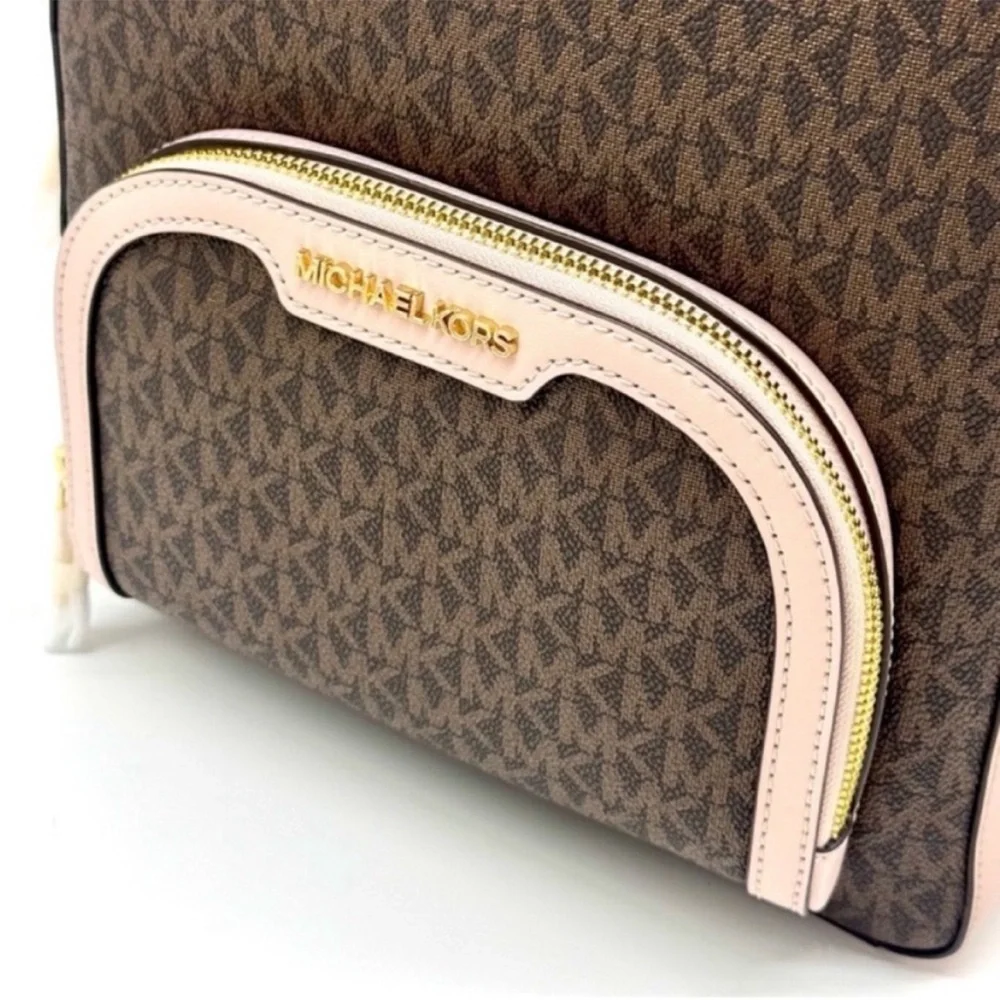 Michael Kors Jaycee Medium Logo Backpack & Matching Trifold Wallet Powder Blush - Picture 7 of 13